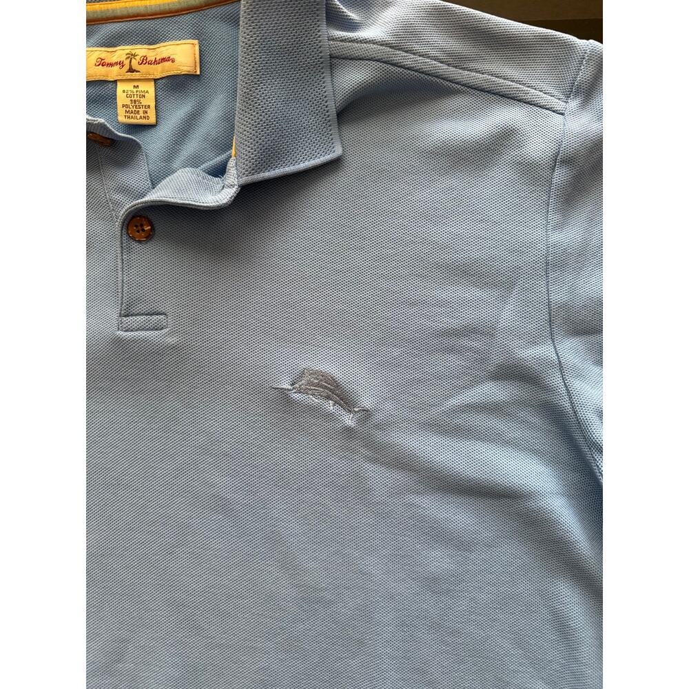 Tommy Bahama Men’s M Light Blue Polo – Pima Cotton Blend Island Comfort - Picture 3 of 6